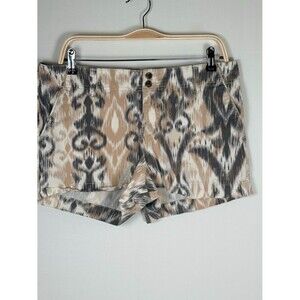 Sonoma Life + Style Shorts Size 14 Ikat Print Tan Gray Cotton Stretch Boho